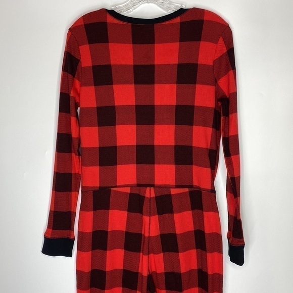 Old Navy Thermal Knit Red Black Plaid One Piece Pajama Large - Picture 5 of 9